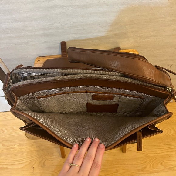 Hidesign Leather Men's Brown Briefcase Laptop Crossbody Travel Business Satchel - Picture 12 of 16
